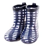 雨の日彩るKidsレインブーツ・長靴　チェック大・紺 N7700500