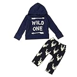 杜屋トヤ　新生児服　上下セット　長袖フード付きＴシャツ＋パンツ　セット　ルームウェア　英字　鹿　かわいい　洋式　秋　冬　カジュアル　遊び　お出かけ　プレゼント　女の子　男の子　ユニセックス　赤ちゃん　