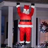 Gemmy Airblown Inflatable RealisticサンタHangingから樋 – インドアアウトドア休日装飾、約6.5-foot Tall