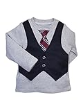 赤ちゃんと幼児ボーイズネクタイとベストドレスUp長袖Tシャツby Blume カラー: グレー