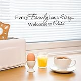 3D Wall Sticker Every Family Has a Story Welcome to Ours、Creative English Alphabet Wallpaper Sticker Decoration School & Classroom Decoration Interior Living Room Window Bathroom Toilet Refrigerator Kitchen Corridor Waterproof Sticker Poster 8×38cm