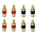 RoaRion スピーカーターミナル 4mm バナナプラグ対応 バインディングポスト（赤・黒ペア） 金メッキ オーディオ端子 8個セット
