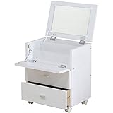 フィーゴ ドレッサー(鏡台/化粧台) 引き出し収納/キャスター付き 鏡：角度調整可 ホワイト（白） 【完成品】