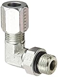 Eaton Weatherhead 7515X6 Carbon Steel Straight Thread O-Ring Adapter, 90 Degree Elbow to Ermeto, 3/8