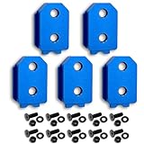 [SmartBASE] オス金具 セフティ金具 ワンタッチ工具ホルダー用【軽量・高強度なアルミ合金製+アルマイト仕上げ】【固定式】取付金具 スリムホルダー対応 セフティホルダー (アクアブルー, 5個セット)