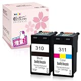 Deghtcolor 再生インク Canon（キャノン）用BC-310 +BC-311（ブラック+カラー） 2個セットBC310XL BC311XL 染料C-310+C-311 残量表示付 【対応機種】PIXUS - (MP493, MP490, MP480, MP280, MP270, MX420, MX350, iP2700)