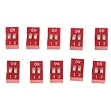 IPOTCH 10pcs　DIP スイッチ　1-8ポジション　ピッチスライド型　トグルスイッチ　2.54mm　レッド - 2ポジションウェイ