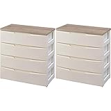 アイリスオーヤマ デザインウッドトップチェスト 4段 DW-724 アイボリー 2個セット 幅73㎝