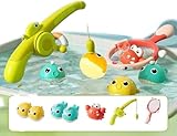 Hrzisda お風呂 おもちゃ 知育玩具 1歳2歳3歳4歳5歳 魚釣り 水遊び ゲーム フィッシングゲーム プール 磁気釣り 釣り遊び プレイ 男の子 女の子 誕生日プレゼント (つりダルマ【5匹入り+釣り竿+網すくい】)