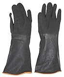 14 Inch, Rolled Cuff Rubber Gloves With Orange Lining , And Black Crinkle Finish by ToolUSA