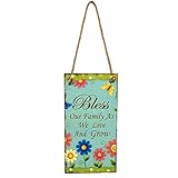 イースター木製吊り下げボード、awakingdemi Bless SignイースターHangingボード花ドアハンガーPlaque壁装飾