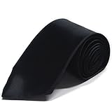 [ノーブランド品]サテン 無地シルク光沢ネクタイ 9色から選べる (くろ)