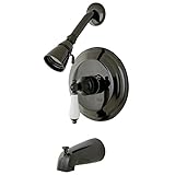Kingston Brass NB3630PL Water Onyx Pressure Balanced Tub and Shower Faucet with Porcelain Lever Hand