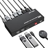 DisplayPort 切替器 2ポート、MT-VIKI DP切り替え器2入力 4K 60Hz DP KVM スイッチ ディスプレイポート 切替器 2入力1出力 4:4:4 DP スイッチ ホットキー、HDCP 2.2対応、KVMケーブル付き