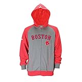 MLBボストンレッドソックスメンズCVC杢起毛フリースフード、M、チャコール