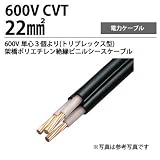600V架橋ポリエチレン絶縁ビニルシースケーブル　CVT22m㎡単心３個より　切り売り