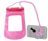 DURAGADGET Water-Resistant Travel Pouch / Case with Neck Strap in Pink for the Panasonic Lumix DMC-T