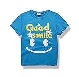 PANCY 子供服 春夏 半袖 Tシャツ 男の子 女の子 キッズ 丸い襟 おしゃれ カジュアル ファッション 個性的 5色（ブルー/90＃）