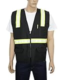 Safety Depot Two Tone Reflective Surveyor Safety Vest with Zipper and Pockets Hi-Vis for Constructio