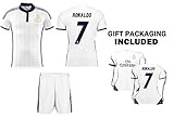 jerzeheroレアルマドリードRonaldo # 7 Youth Kids Soccer Jersey 3で1ギフトセット& # x2713 ; Soccer Jersey & # x2713 ;