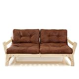 LOWYA （ロウヤ） ソファ ソファベッド 2人掛け 北欧デザイン カウチ・ソファ・フラット 3way変形 ミルフィーユマットレス 天然木フレーム ヴィンテージ風ファブリック ライトナチュラルフレーム ブラウン おしゃれ 新生活