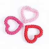 PetGround 犬 おもちゃ ハート型ロープ 犬 玩具 噛む 子犬 小型犬 中型犬 ロープ 頑丈 引っ張る 子供向け 歯磨き ストレス解消 (3個)