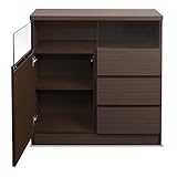 リビングキャビネット 幅80cm 引出タイプ ブラウン NO-0016