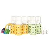 Lifefactory 4-Ounce BPA-Free Glass Baby Bottle and Protective Silicone Sleeve Starter Set, Spring/Ye