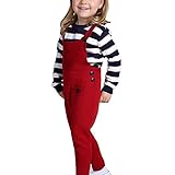 サロペット パンツ キッズ 子供 女の子 ロンパース ロングパンツ オーバーオール プレゼント hibote レッド 100cm