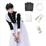 [ST TS] 女装 メイド コスプレ 長袖 ロング ロングスカート ワンピース メイド服 メンズ ハロウイン コスチューム 男性用 男性向け 衣装 ハロウィン 仮装 (L)