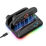 JOYTORN Switch 2 コントローラー充電ドック 4-in-1 急速充電ドック Nintendo Switch 2 Joy-Con アクセサリー対応 [5つのRGBライトモード] マグネット式コントローラー充電スタンドステーション (ブラック)