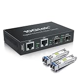 10Gtek ギガビット 光メディアコンバーター シングルモード デュアルLC 1.25Gb/s 2xSFPポート to 2x10/100/1000Base-Tx ファイバーコンバーター 2x1000Base-LX SFP 付き セット（1310nm 20km）