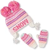 THE CHILDREN'S PLACE(ザ・チルドレンズプレイス) ネオンフェアアイルプリントダブルポンポンハット&ミトンセット 小物 12～24ヶ月【並行輸入】