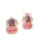 Lunaura Baby Keepsake - Set of 12 Girl Baby Lamb Sitting in a Bag Candle - Pink by Lunaura