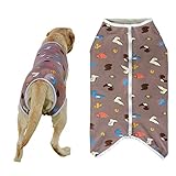KUVEELA PET 大型犬 中型犬 服 術後服 術後ウェア 術後カバー服 犬用品 保護服 雄 雌兼用 避妊 離乳 傷口保護 皮膚病 通気 夏用 (5L, グレー)