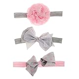 Phenovo　3枚　女の子　赤ちゃん　ヘッドバンド　弾性　ヘアバンド　ヘアアクセサリー　ちょう結び　リボン　カチューシャ　贈り物　全4色 - グレー