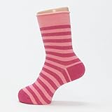 (グレェド) Groedoキッズ ソックス サイズ1-2 ( 12 ～ 14 cm) ロールエッジ　ピーチ × ラズベリー ストライプ オーガニックコットン