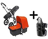 Bugaboo Cameleon3 2015, with Dark Grey Base and Multiple Color Options (Orange) + Bugaboo Cup Holder