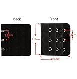 女性着　ブラジャーを長くバックル　ブラジャー延長ホック　3 x 3の位置にフック（ブラック） 2pcs