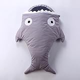 Seeshine ベビー寝袋 サメデザイン 赤ちゃん 寝袋 新生児 おくるみ 出産祝い 暖かい 中綿 防寒対策 肌触りいい 洗える 5色 (Color 2)