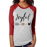レディースTシャツ、neartime Joyful Printed Three quarter sleeveスプライシングTop Tシャツ M レッド