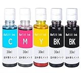 詰め替えインクキャノン CANON補充用インクボトルBC-310/311 BC-340/341 BC-345/346 BC-360/361 BC-90/91+BC-70/71シリーズ対応BKx2/C/M/Y4色(合計5本) 各30ml 器具付 3年保証