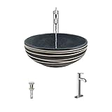 Mr Direct v402 hand-thrownセラミック容器シンク( Bundle – 3 Items :シンク蛇口、、、Pop Up Drain ) 718 シルバー V402-718-C
