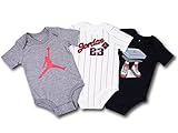 (Jordan) ジョーダン ベビー ロンパース 3枚セット (灰白黒, 3/6M (3-6ヶ月頃 65cm-70cm)) [並行輸入品]