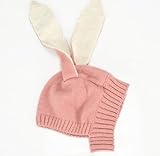 ツバメ--屋 ニット帽子　キッズ　赤ちゃん用　ベビー　兎耳　ハット　子ども 女の子 男の子　可愛い　防寒 (ピンク)