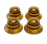 ギブソン系 レスポール系 トップハットノブ ベルノブ ミリ インチ コントロールノブ ギター (インチ, ゴールド)