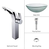 Kraus C-GV-101FR-12mm-14700CH Frosted Glass Vessel Sink and Illusio Faucet Chrome by Kraus