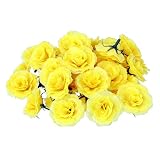 【ノーブランド 品】50pcs 人工絹 花ヘッド バルク 結婚式 パーティー 装飾 ローズ 造花 ホーム デコレーション DIY イエロー