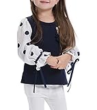 (ウォ２U)Woo2u 子供 女の子 ガールズ 春夏 長袖 可愛い ドット柄 蝶結び お姫様 ゆったり ブラウス トップス スポーツ 上着 通園 入園式 カジュアル Tシャツ 120
