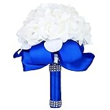 (ステキ ライフ)Suteki Life 泡バラ花束 ウェディング ブーケ バラ 造花 結婚式 花束 豪華な 花嫁介添人の花束 装飾 (ブルー)